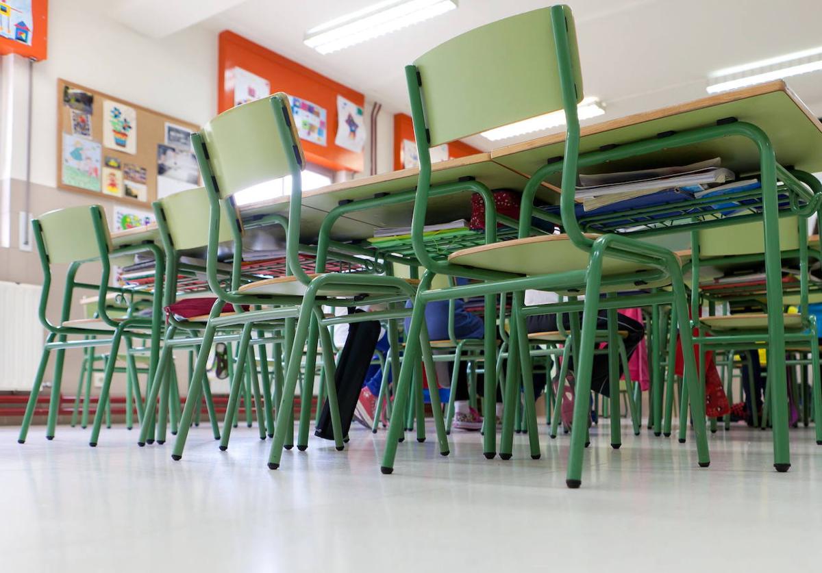 Un aula vacía de un centro escolar riojano, en una imagen de archivo.