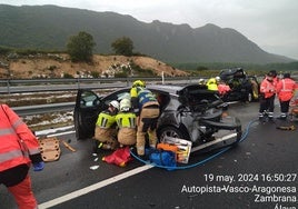 Ocho personas resultan heridas en un choque múltiple en la AP-68 a la altura de Zambrana tras una granizada