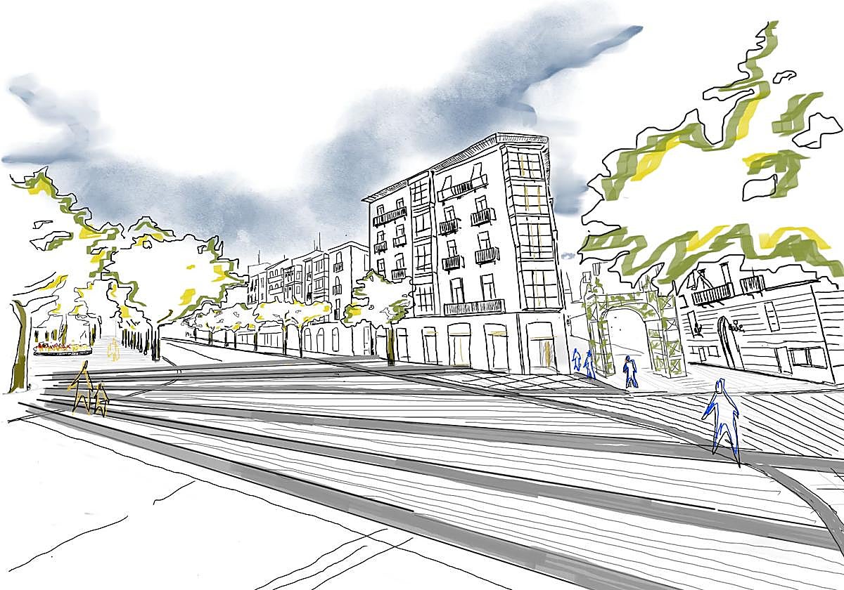 Ilustración del paso de peatones que se pretende para los Muros