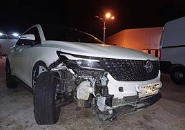 Estado en el que quedó el vehículo, un DFSK, tras colisionar con el jabalí.