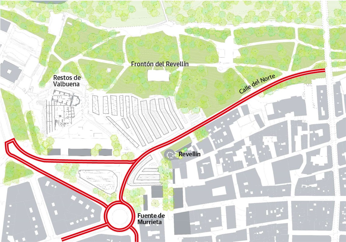 Imagen antes - El entorno del Revellín y Valbuena tendrá una gran zona verde, dos parkings subterráneos y restos arqueológicos al descubierto