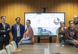 Juan Carlos Oliva, Félix Rivera, Sarah Alfaro, Nisa Boukichou, Álvaro Fernández y José María Rodríguez, en el Cibir.