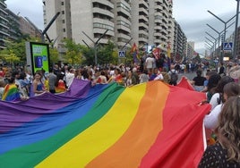 La manifestación en plena Gran Vía de Logroño.