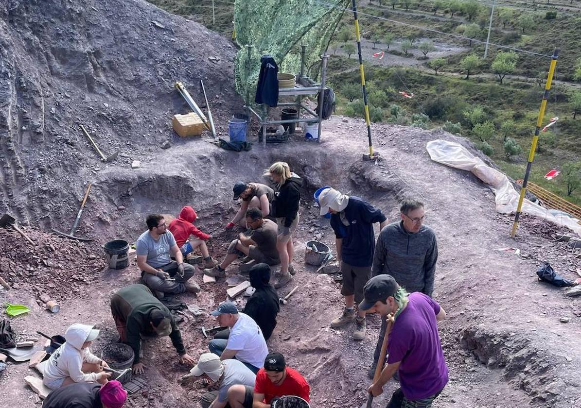 El equipo Garras extrae nuevas piezas del esqueleto del espinosáurido 'Villar' en Igea