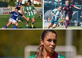 Arriba, María Herce, con el Pradejón, y Adriana Parada, con el Barcelona. Debajo, Judith Luzuriaga.