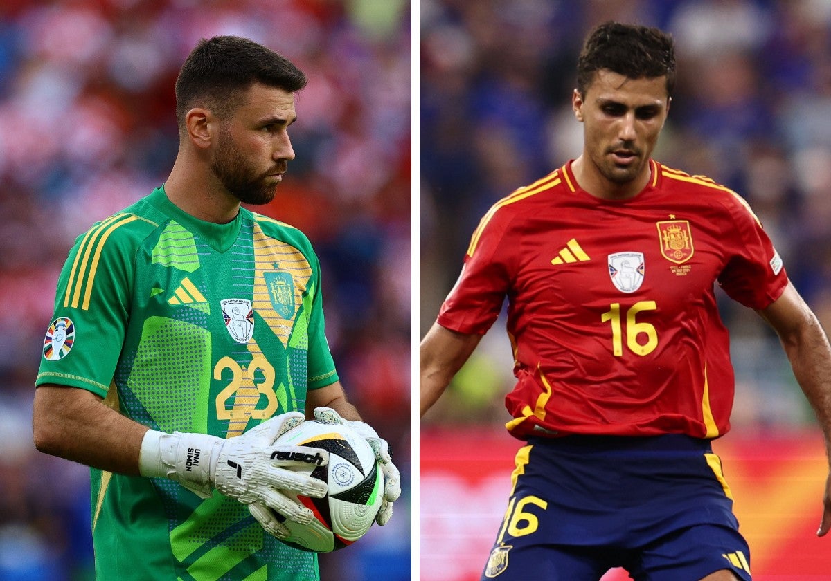 Unai Simón y Rodri, durante la pasada Eurocopa de Alemania.