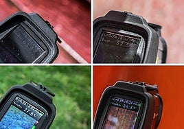 Temperaturas medidas en un banco y una acera al sol y de un jardín y un tobogán a la sombra.