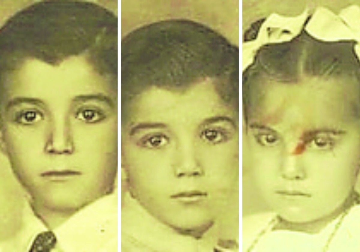 Alfredo, Umberto y Titina, hijos de la pareja Gatti Moras