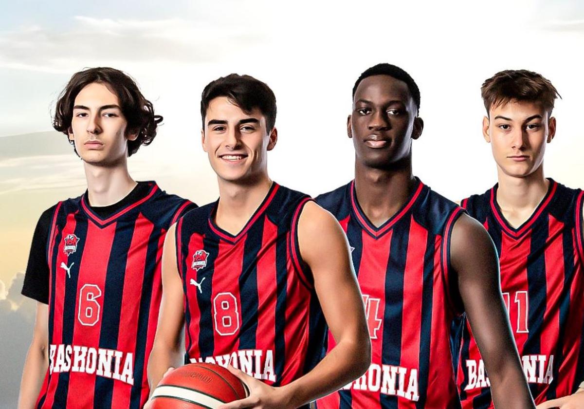 Imagen de los cuatro jugadores cedidos por el Baskonia al Rioverde Clavijo.