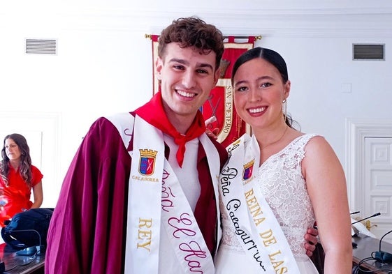 José Piriz y Carmela Del Pozo, el rey y la reina de las fiestas, ayer .