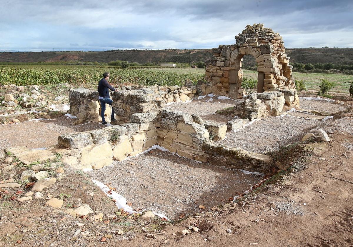 Las ruinas de la basílica de Santa María de Rute, en Ventas Blancas, rodeada de viñedos.