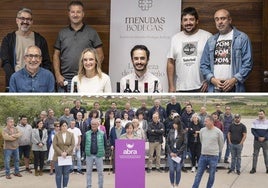 Presentación de la asocación riojana Menudas bodegas. Abajo, lectura del manifiesto de las bodegas riojanoalavesas de ABRA anunciando un «nuevo camino» para la diferenciación.