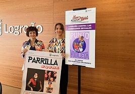 La concejala del área, Celia Sanz, junto a la agente de Igualdad municipal, Eva Lacarra, con el material de la campaña.