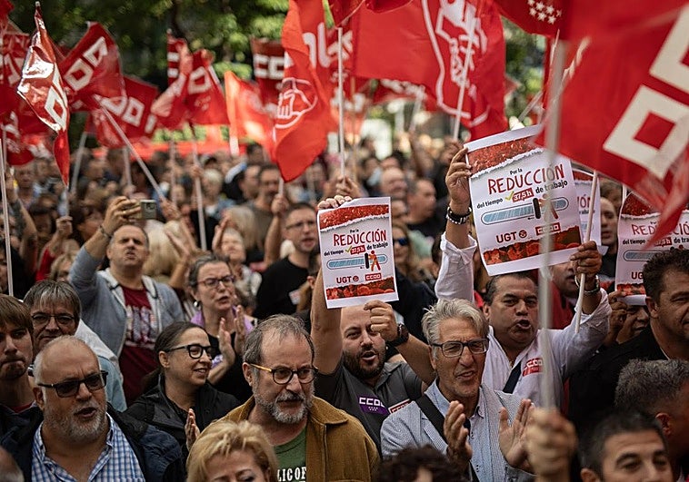 Manifestación por la reducción de jornada en una imagen de archivo.