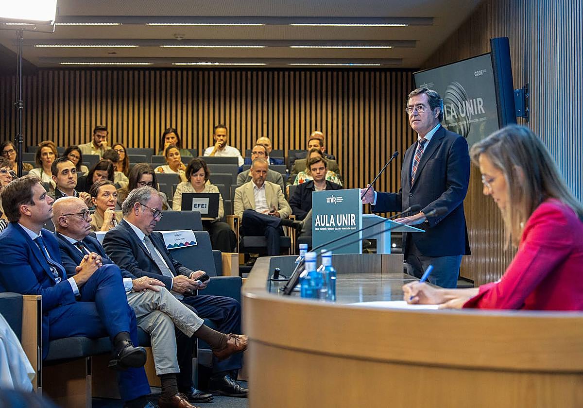 Antonio Garamendi, durante su intervención en el Aula UNIR.