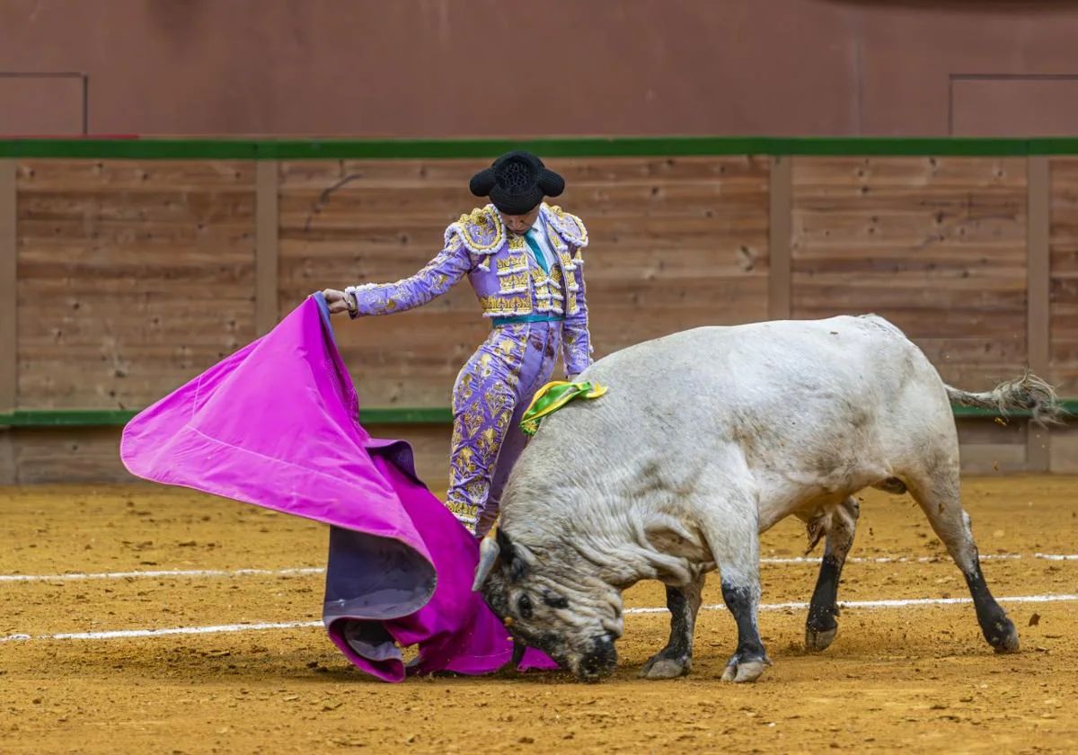 Sergio Sánchez, en un capotazo en la pasada feria arnedana.