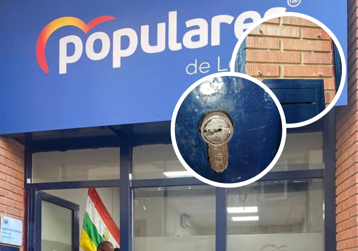 Sede del PP en Murillo y detalles de las actos vandálicos sufridos.