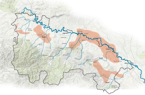 La zona cero de la DANA, trasladada al mapa de La Rioja.