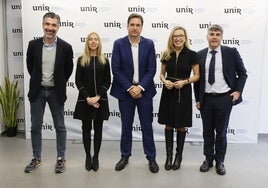 Juan Manuel Domínguez, Marta Fernández, Javier Galiana, Belinda León y Luis Ruano, en la presentación del informe GEM en UNIR.