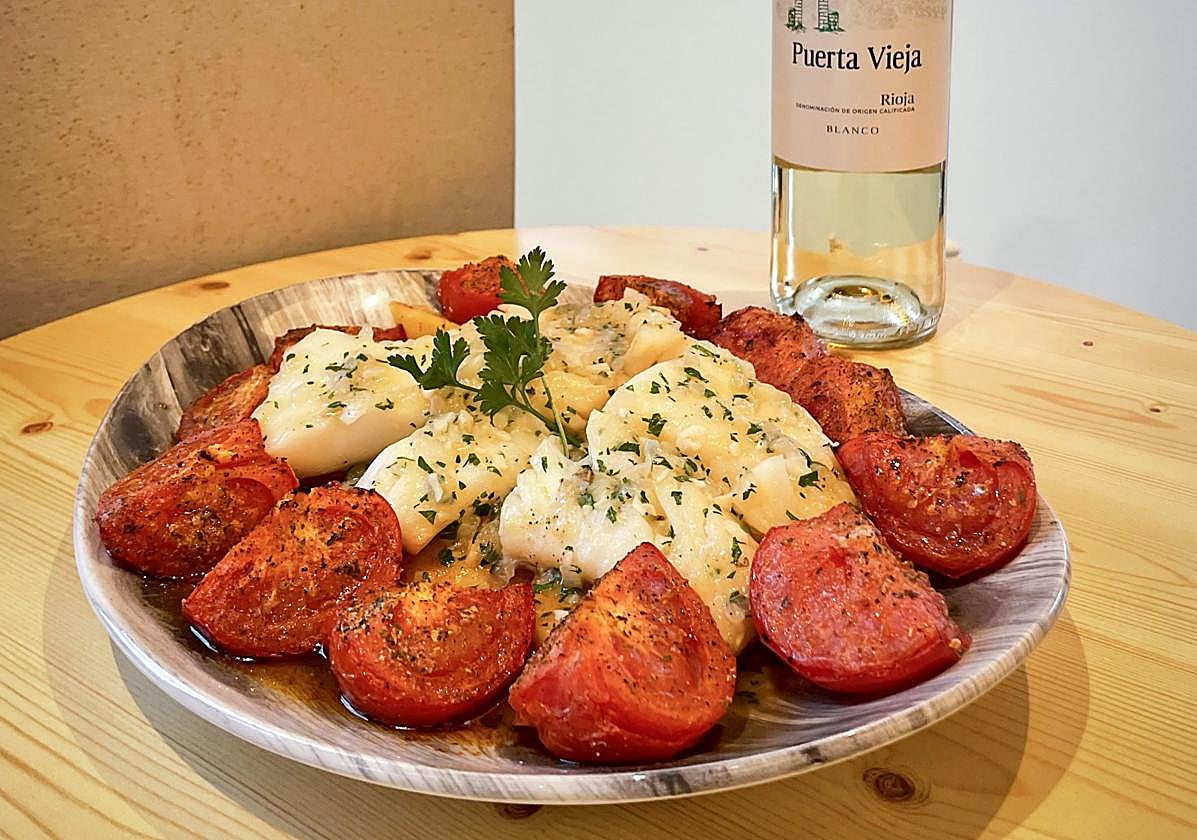 Bacalao en salsa verde y patatas