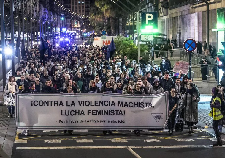 Manifestación contra la violencia machista, en Logroño.