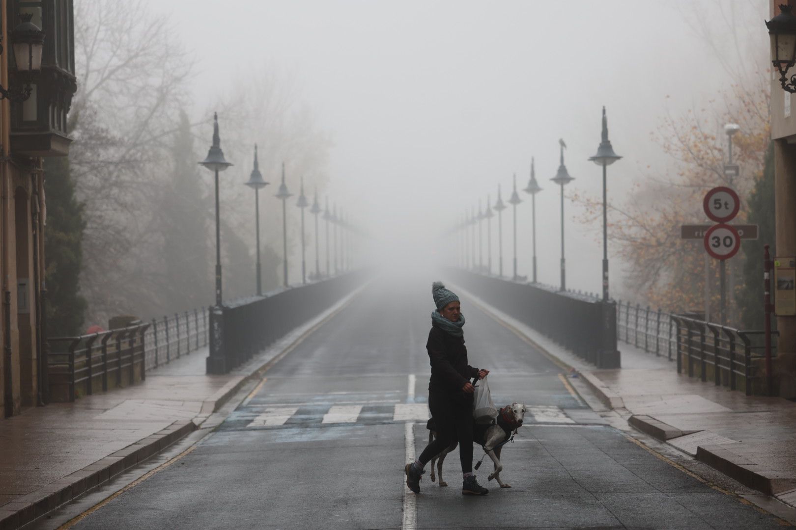 El mes de diciembre se ha estrenado con poca visibilidad en varias localidades riojanas, como Logroño.