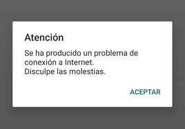 Mensaje que daba la app de RiojaSalud a primera hora del martes.