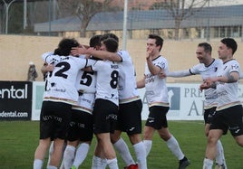 Los jugadores del Alfaro celebran un gol en La Molineta.