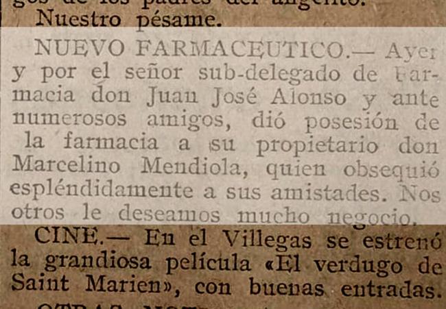 El periódico del 1 de febrero de 1925 reseñaba la apertura.