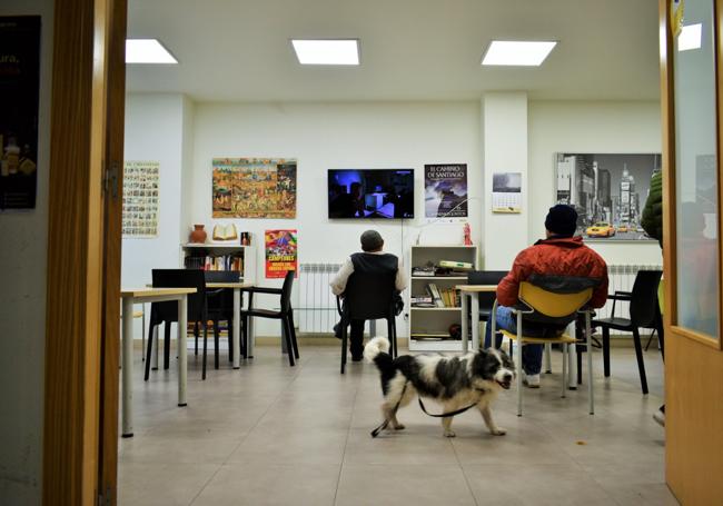 Usuarios viendo la televisión en el proyecto Alasca de Logroño.