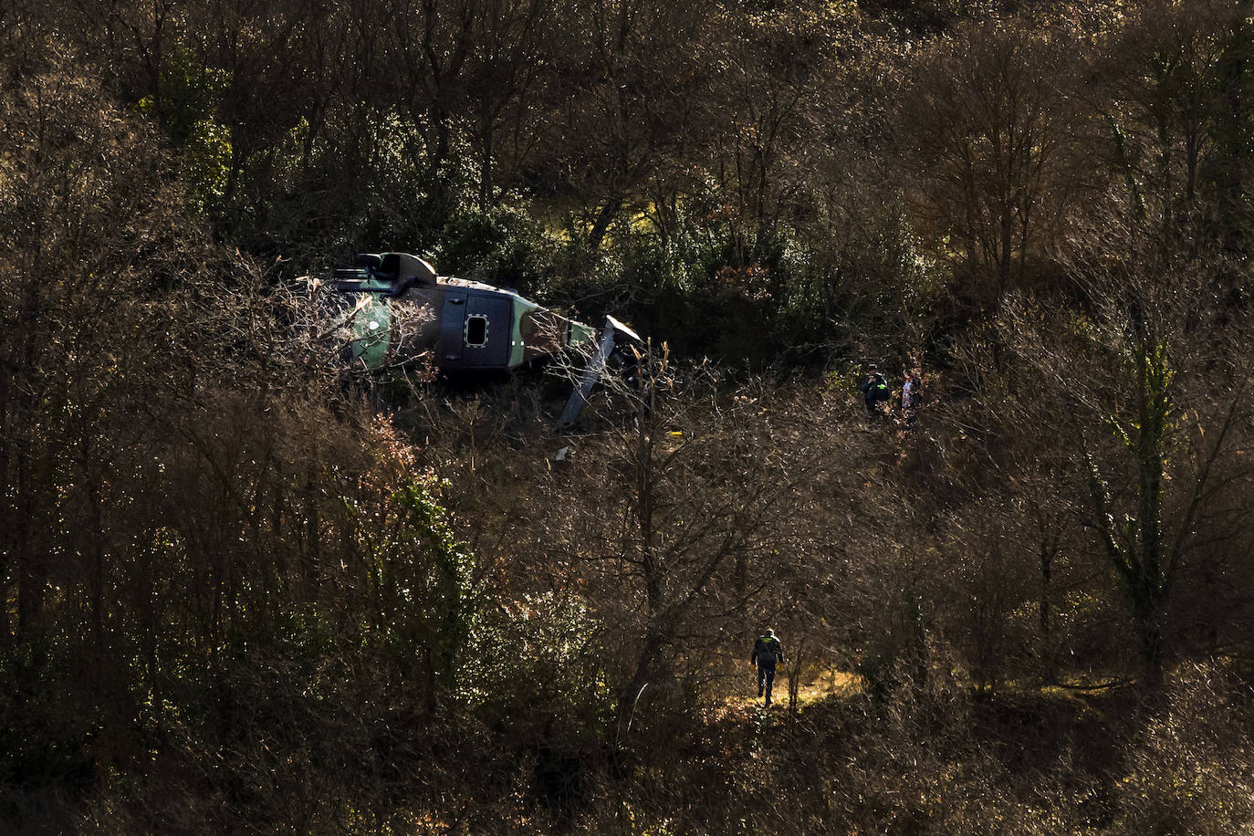 El accidente del helicóptero militar siniestrado, en imágenes