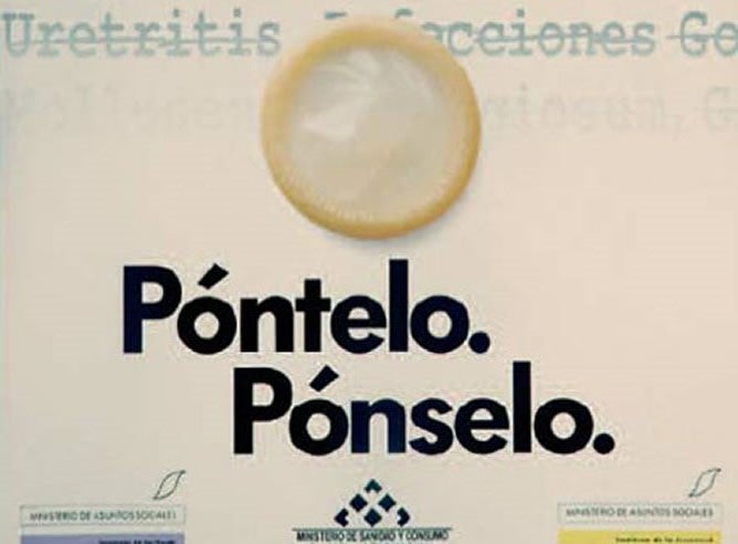 Cartel de la histórica campaña del Ministerio de Sanidad en favor de la utilización del preservativo