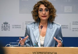 Montero, durante la rueda de prensa de hoy.