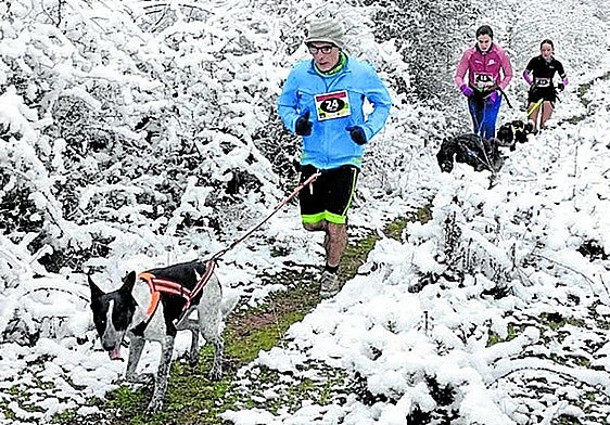 La nieve tiñó de blanco el canicross de Torrecilla.