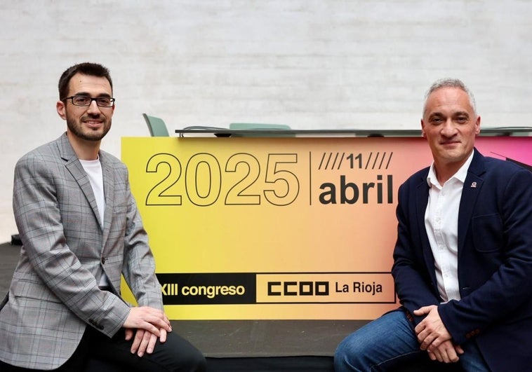 Rodrigo Alfaro, a la izquierda, toma el relevo de Jorge Ruano al frente de CC OO en La Rioja.