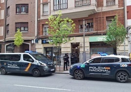 Patrullas de Policía Nacional en la avenida de Colón de Logroño este lunes.
