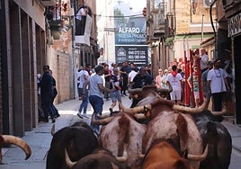 El encierro, unos segundos antes del accidente.