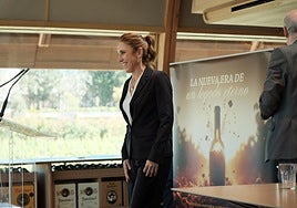 Raquel Pérez, este jueves, durante la asamblea de Grupo Rioja celebrada en Bodegas Faustino.