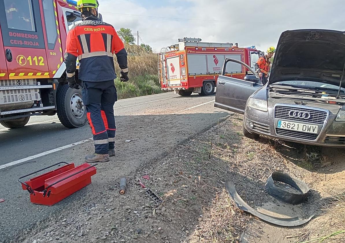 Colisión frontolateral entre dos turismos en Briñas
