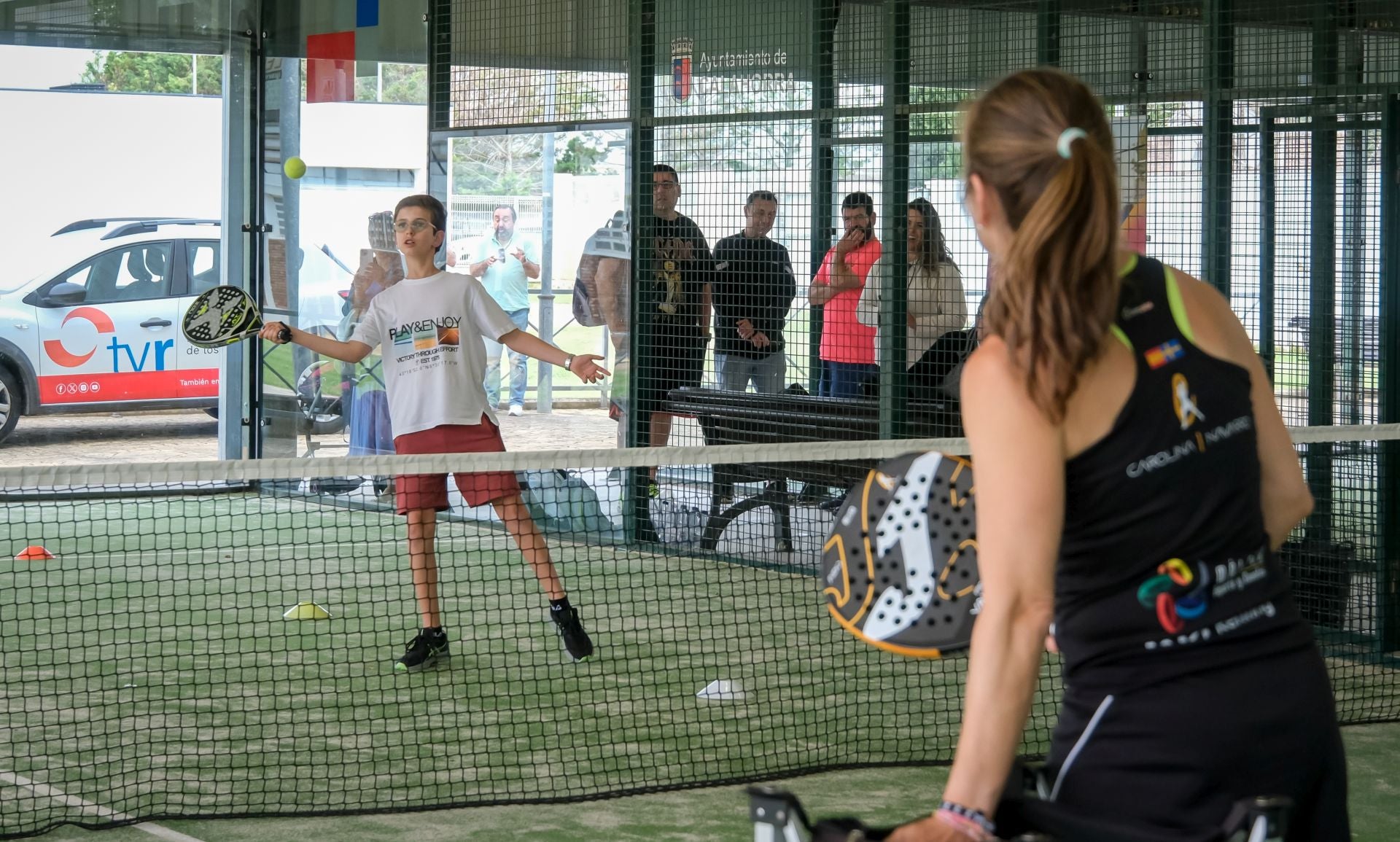 Las imágenes del clinic de pádel de Carolina Navarro en Calahorra