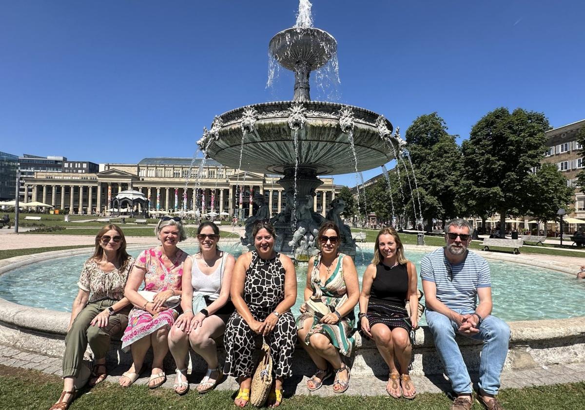 La delegación arnedana, en uno de los rincones de Weindstat.