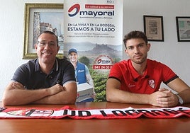 Quique García y Berto Rosas durante la presentación del andorrano como jugador de la UDL.