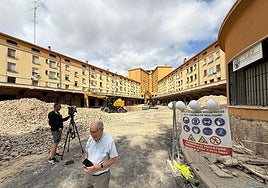 Trabajos en la zona de andenes de la vieja terminal vistos desde la calle Belchite.