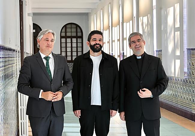 José Luis Pérez Pastor, Álvaro Manzanos y Jesús Ignacio Merino, en el seminario de Logroño.