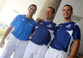 De izquierda a derecha, Víctor, Titín III y Merino II, durante la presentación de la feria del año 2013, la última del delantero de Tricio.