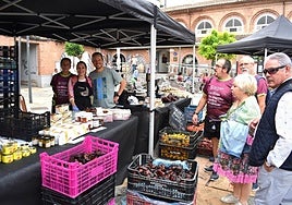 Mercado de la Feria del Pimiento y la Conserva de Calahorra, este domingo en la plaza del Raso.