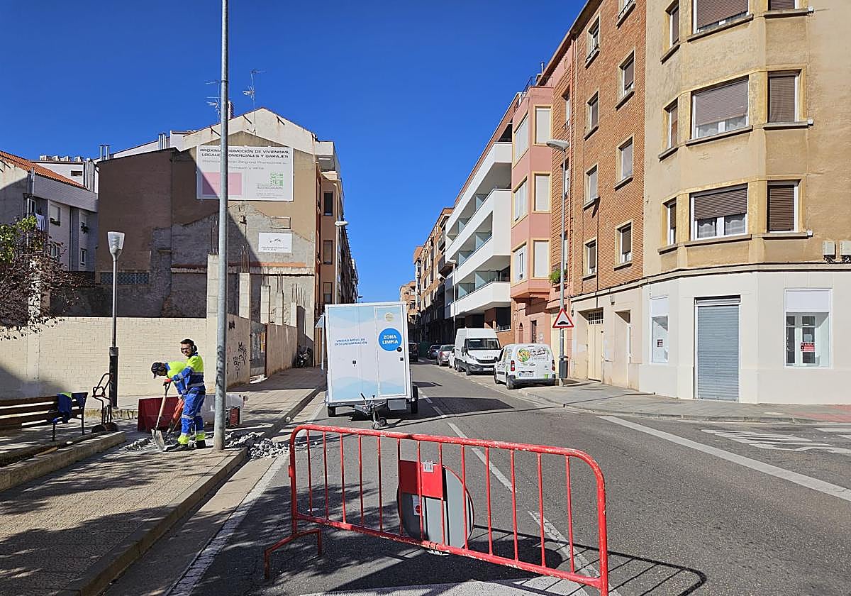 La reparación de la avería en la avenida de Numancia.