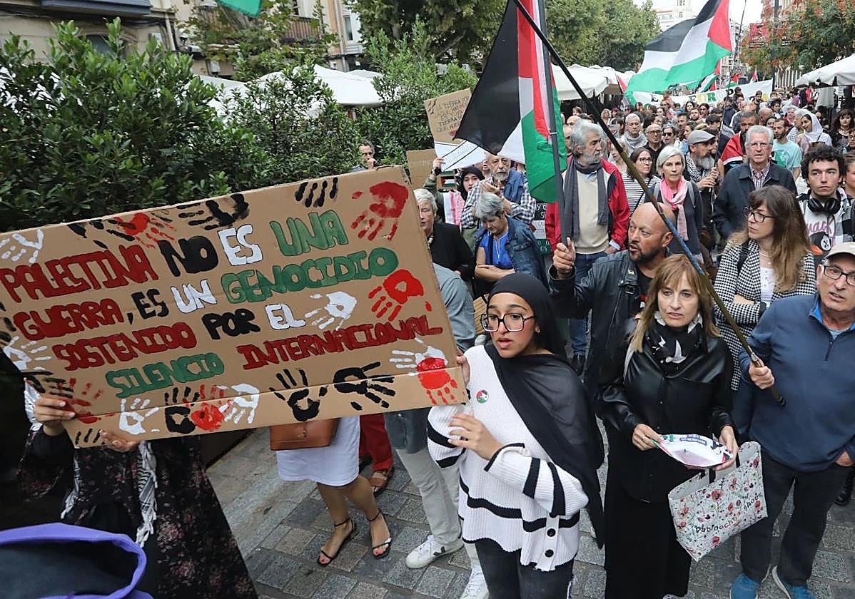 Manifestación del sábado en apoyo de Palestina en Logroño.