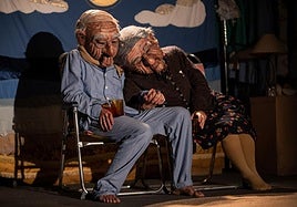 Las máscaras de la obra 'Te regalo el sol' de Sapo Producciones que han sido robadas.