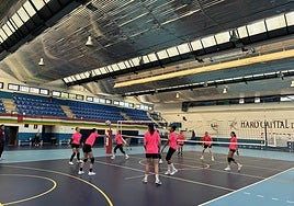 El Haro Rioja Voley durante un entrenamiento esta temporada.